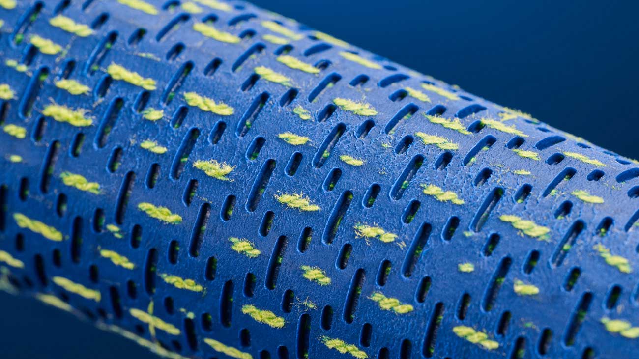 closeup of the texture of a UTX Blue grip from Lamkin Grips